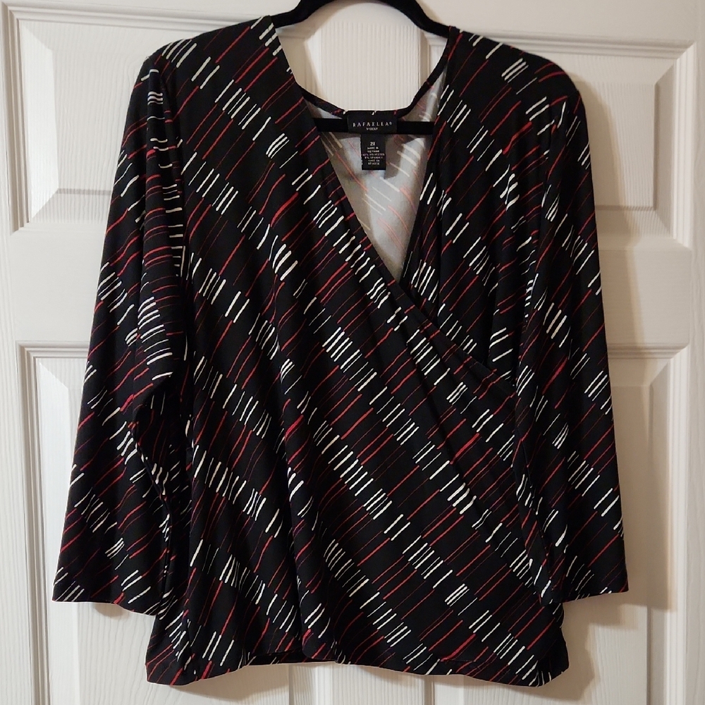Rafaella Black and Red Striped Blouse